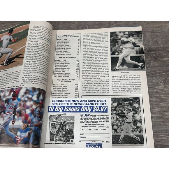 1990 Baseball Digest Magazine Yearbook Ryne Sandberg, Chicago Cubs Will Clark - Picture 4 of 6